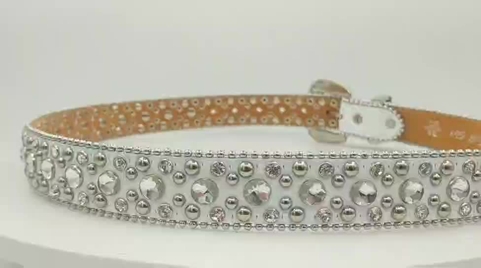 Western Ladies Rhinestone Belt, Pink Leather, Cut Glass Crystals, Size M