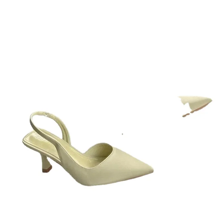 Ladies' High Heels 2024 New Style Pointed Toe Slim Heel Single Shoes Unique Design Sense and Elegance Cap Toe Sandals Summer Women's Shoes
