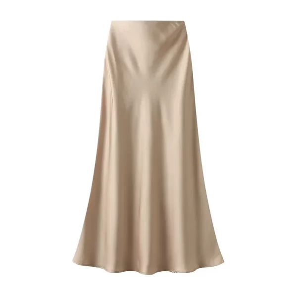 Grade-feel draped acetic acid satin skirt women's summer mid-length fishtail skirt waist slim A- line hip high waist length