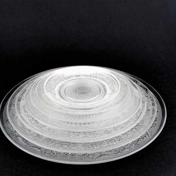7pcs Set Clear Round Glass Plate For Fruit Vegetable Snacks For Home