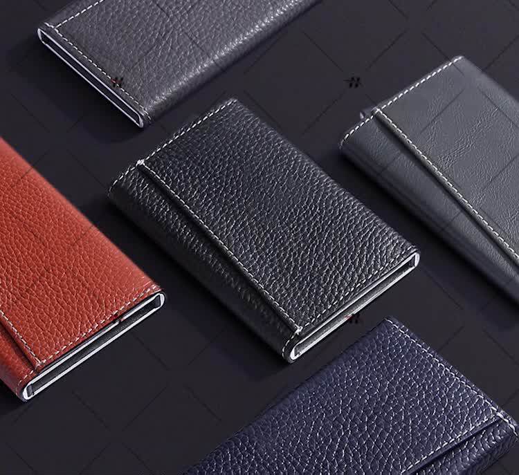 Tarjetero Metalico Hombre Cartera Metálica Delgada Con Bloqueo