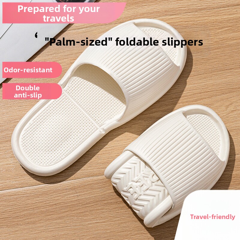 Foldable Travel Disposable Slippers for Women, Portable Travel Non-Slip Beach Slippers for Men, Business Trip Hotel Bathing Slippers