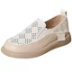 Women's leather hollow-out breathable loafers 2024 Summer new flat casual single-layer shoes slip-on loafers
