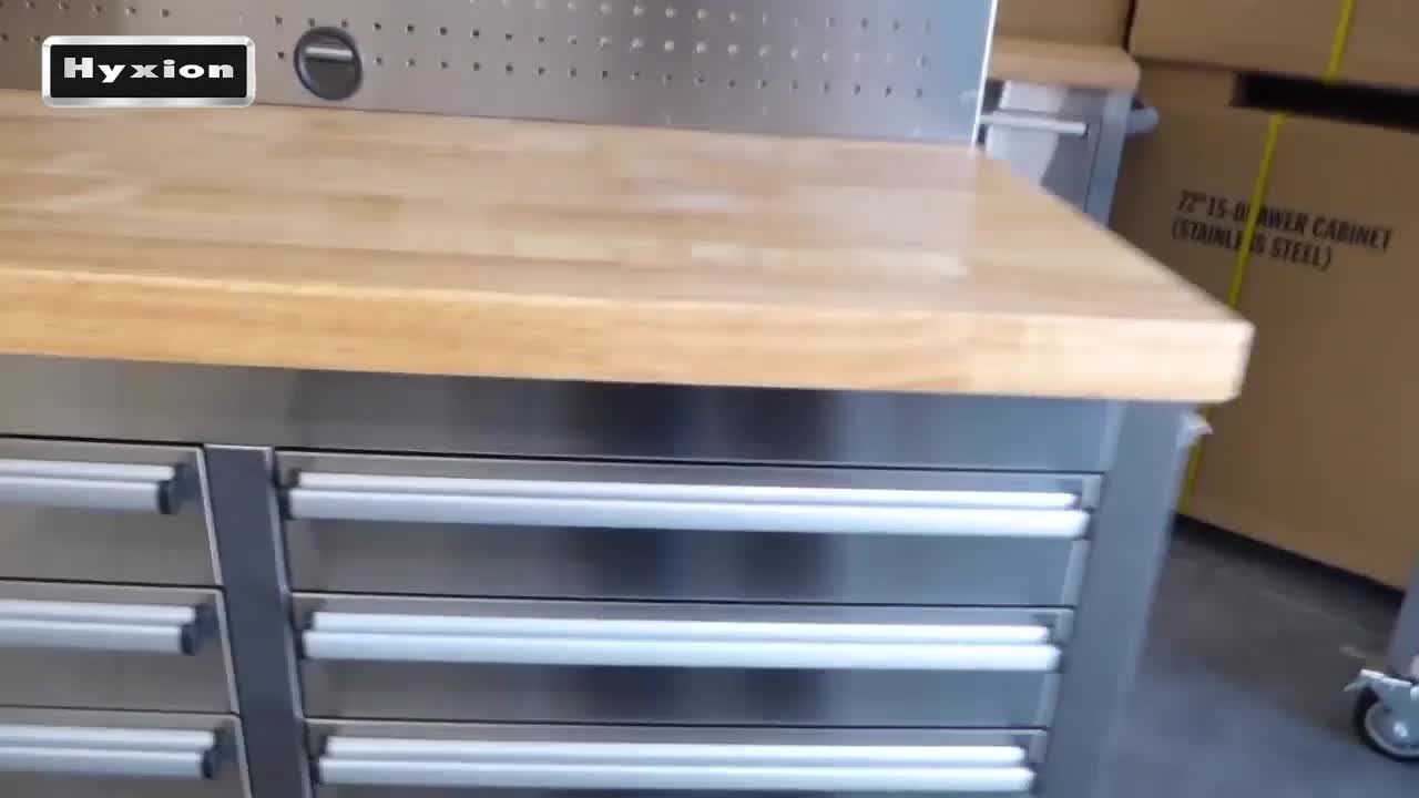430 Stainless Steel 72 Inch Rubber Wood Workbench With Caster 15