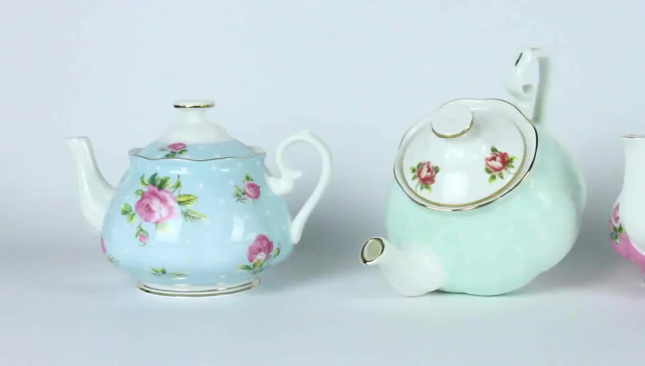 Elegant English Rose Red Porcelain Teapot,Royal Ceramic Fine Bone Tea