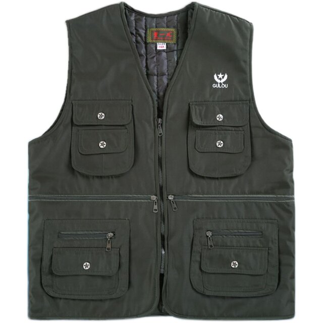 Loose spring and autumn multi-pocket men's vest
