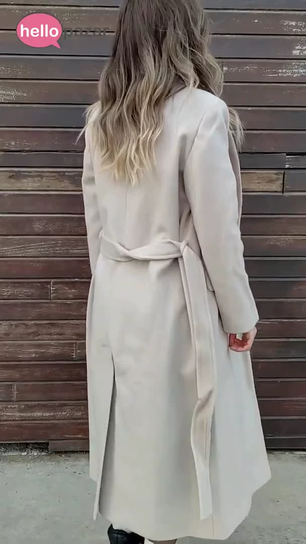 long down coat womens FreshModels Cream Long Cashmere Women 'S Coat-RA0019 white bubble coat