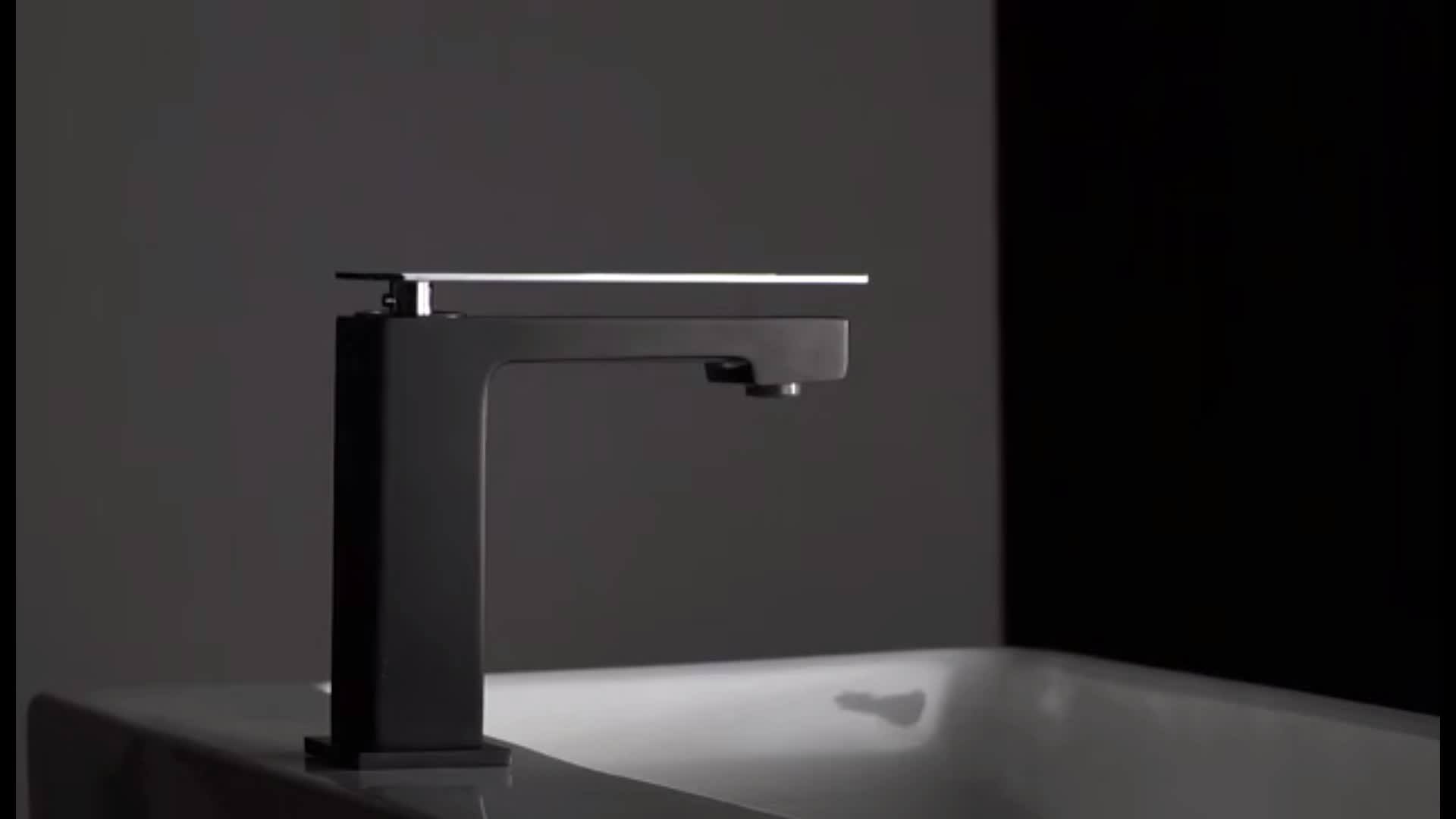 Nouveau Design Carré Mitigeur De Lavabo En Laiton Mat Noir Robinets De