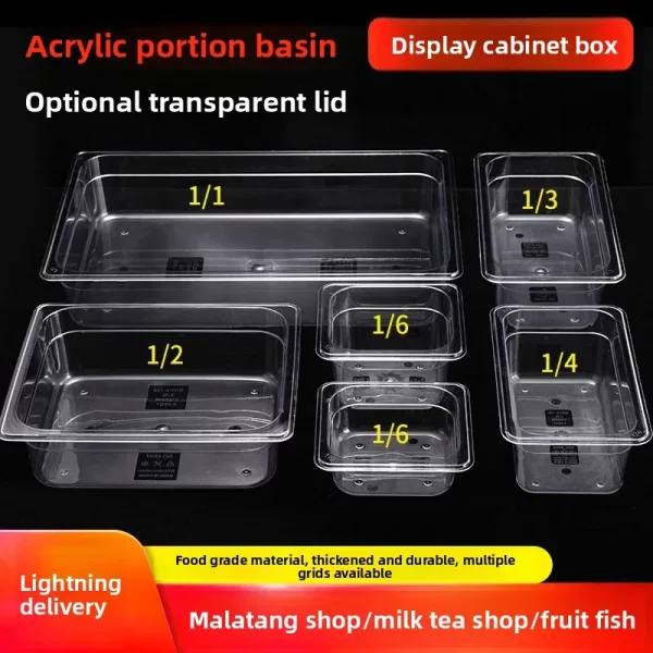 Acrylic Pot Malatang Selection Pot Transparent Plastic Snack Cold Dishes Commercial Rectangular Display Box