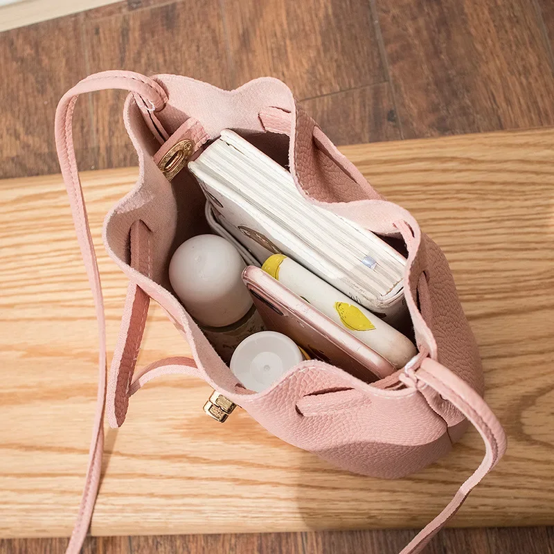 Jindi leather bucket bag new high-value simple and versatile shoulder bag for women fashion commuter crossbody bag