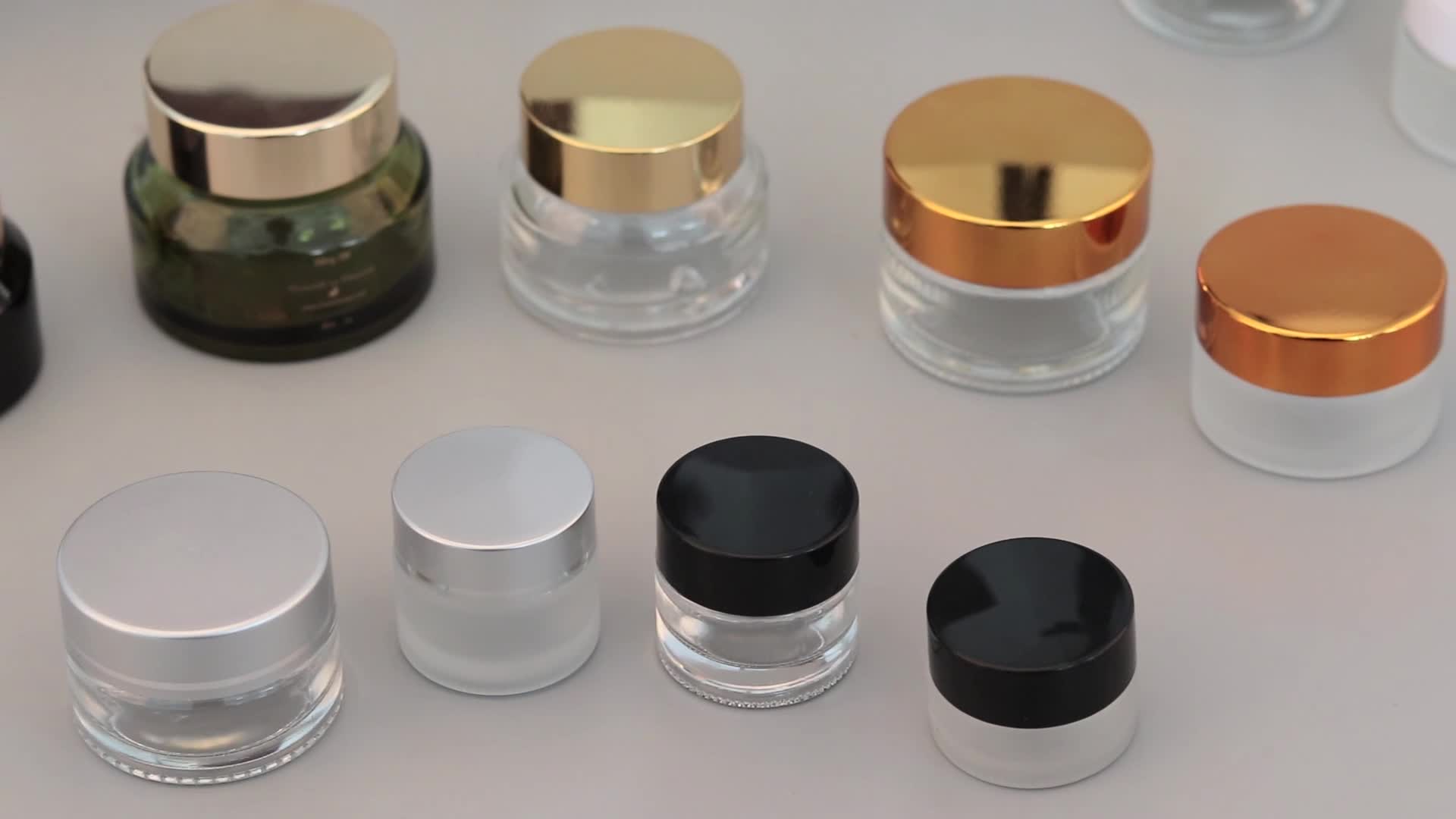 Wholesale Luxury Empty Clear Glass Cosmetic Cream Jar 50g Gold Double