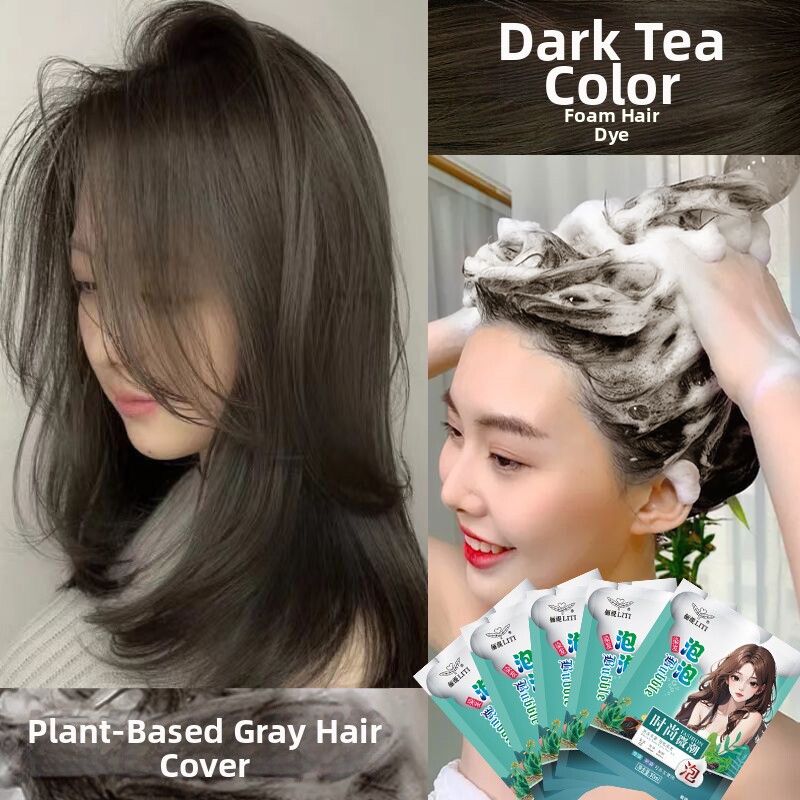 2025 new plant-based bubble hair dye: say goodbye to chemical damage and  effortlessly achieve a natural black tea brown!