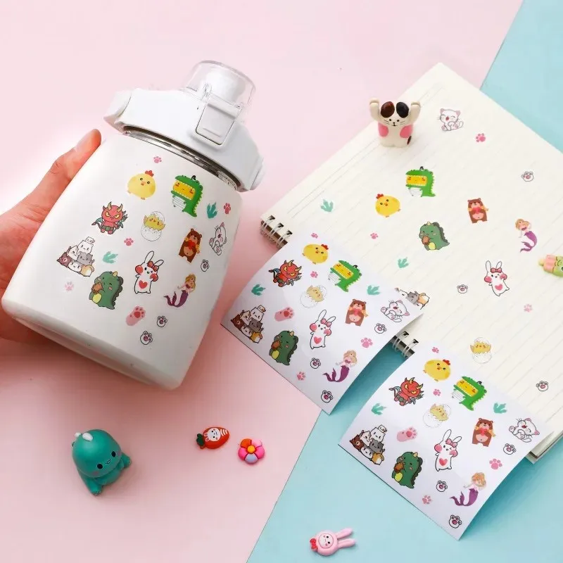 Korean ins feng shui Cup sticker dinosaur mermaid waterproof sticker sticker hand account sticker wholesale cartoon sticker