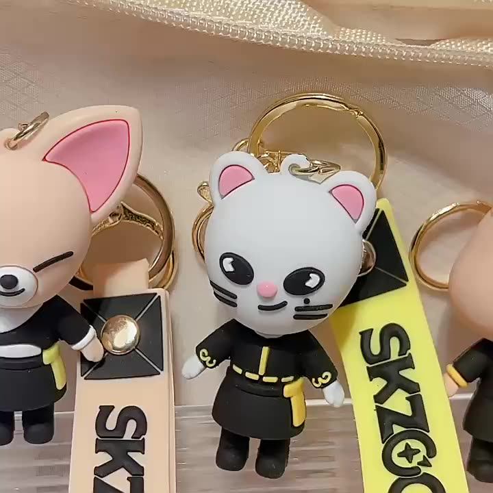 7 Styles Cartoon Kpop Bag Pendant Pvc Keychains Wolf Rabbit Hyunjin ...