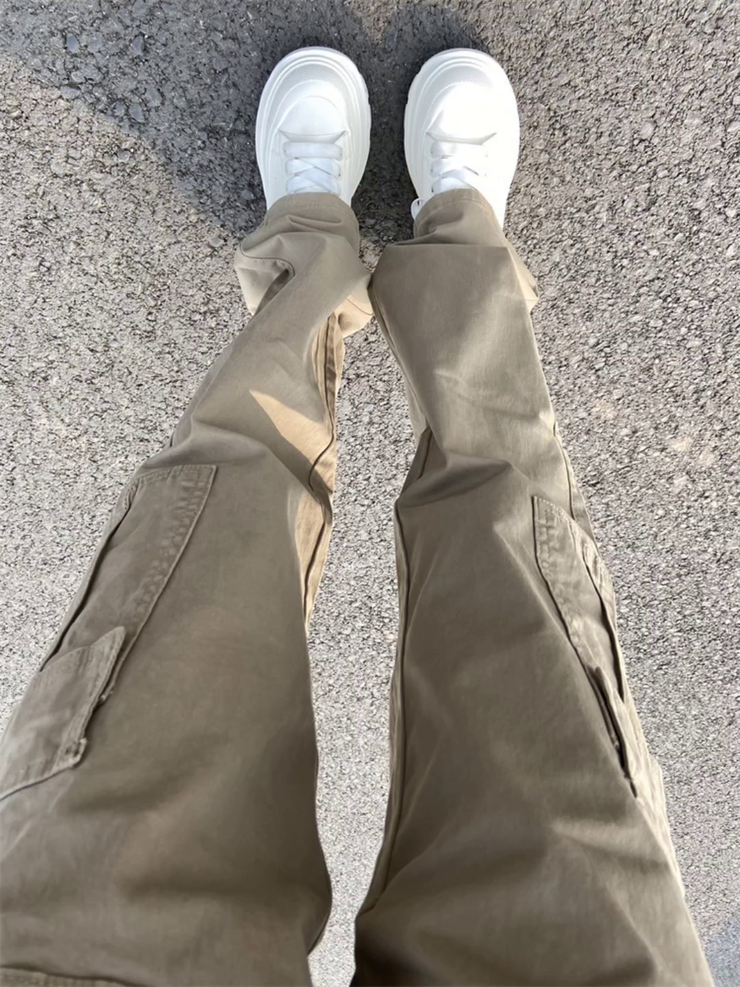 高腰工装裤女春装神裤显瘦直筒复古风穿搭密码