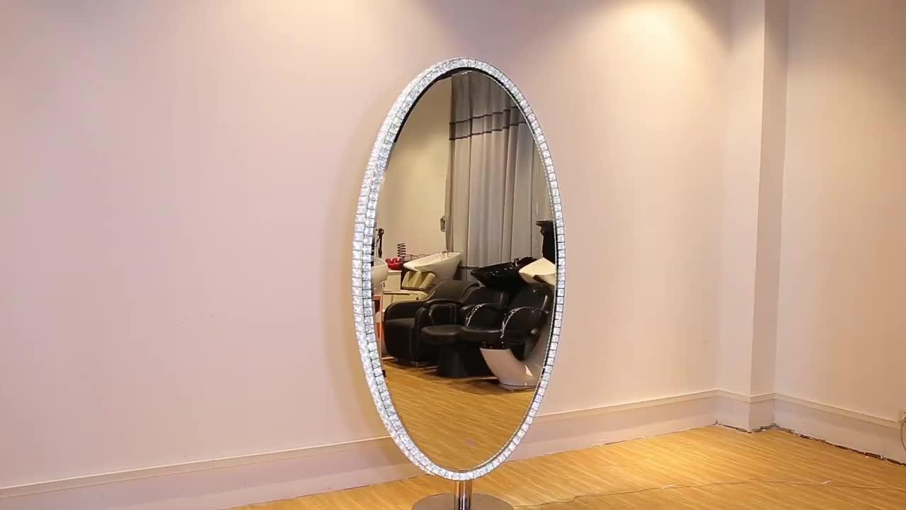 Salon Furniture Crystal Mirror Station Decoration Led Light Hollywood