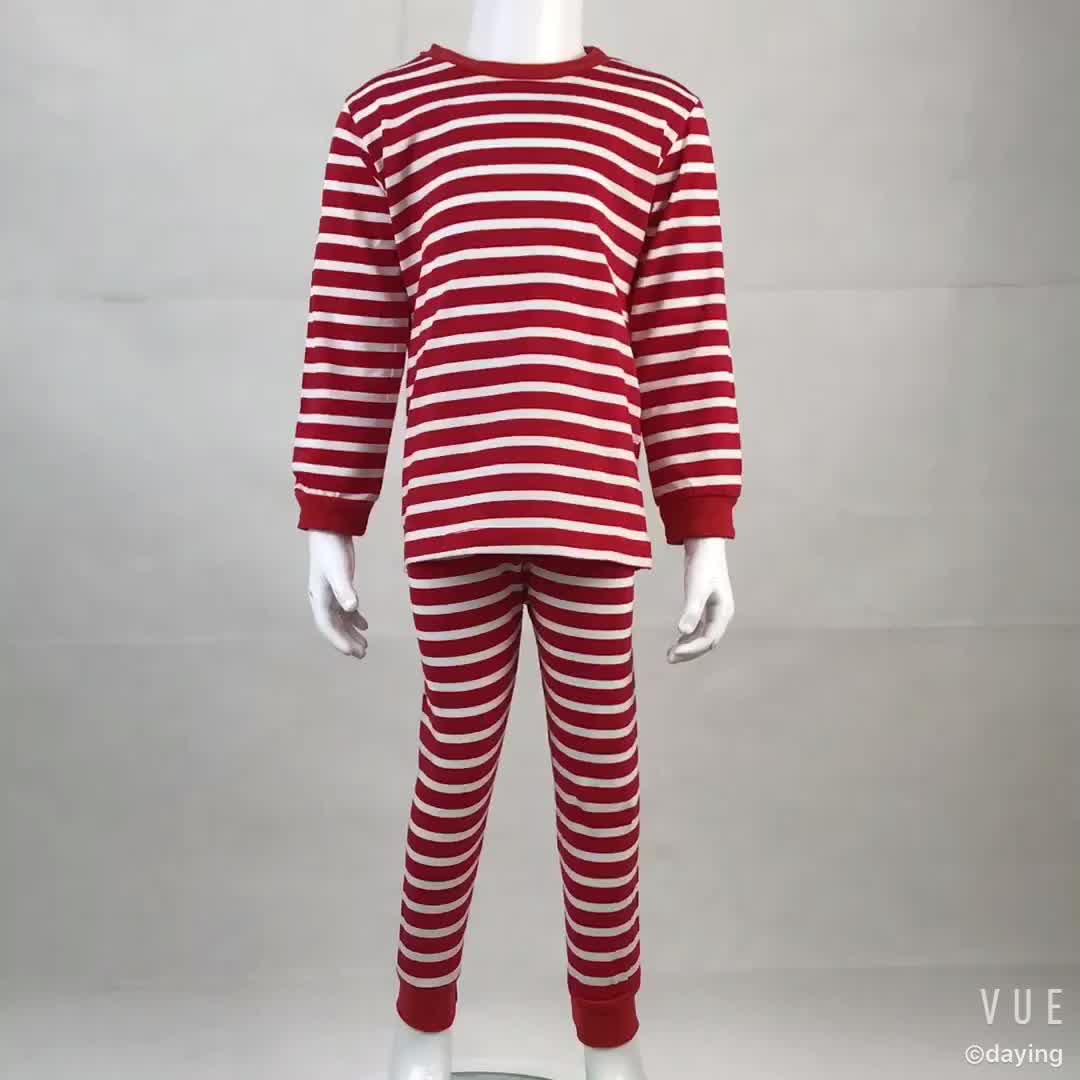 Baby Girls Boys Christmas Pajamas Set Kids Striped Xmas Cotton Children