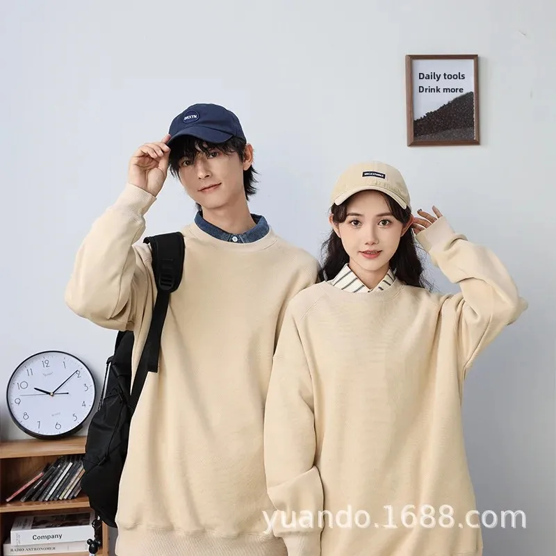 Super soft velvet cotton national tide round neck sweater thick custom logo printed pattern