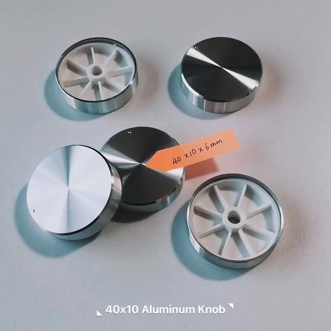 40x16mm Silver Aluminum Brushed Potentiometer Knob Knurled Anodized