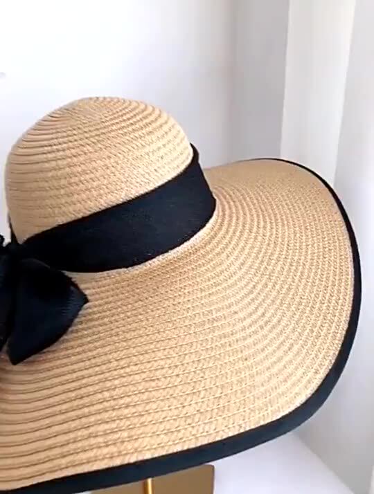 Women Beach Straw Hats Girls Summer Foldable Floppy Hat Wide Brim Sun
