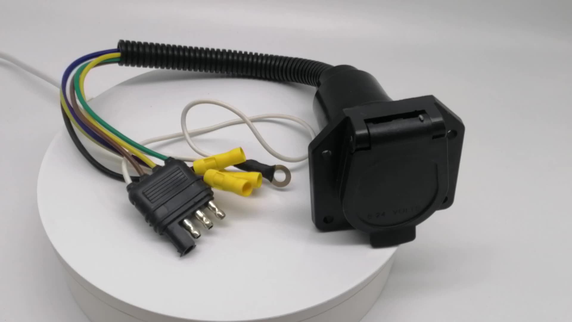 4 Flat To 7 Way Rv Trailer Light Plug Wire Harness Converter Adapter