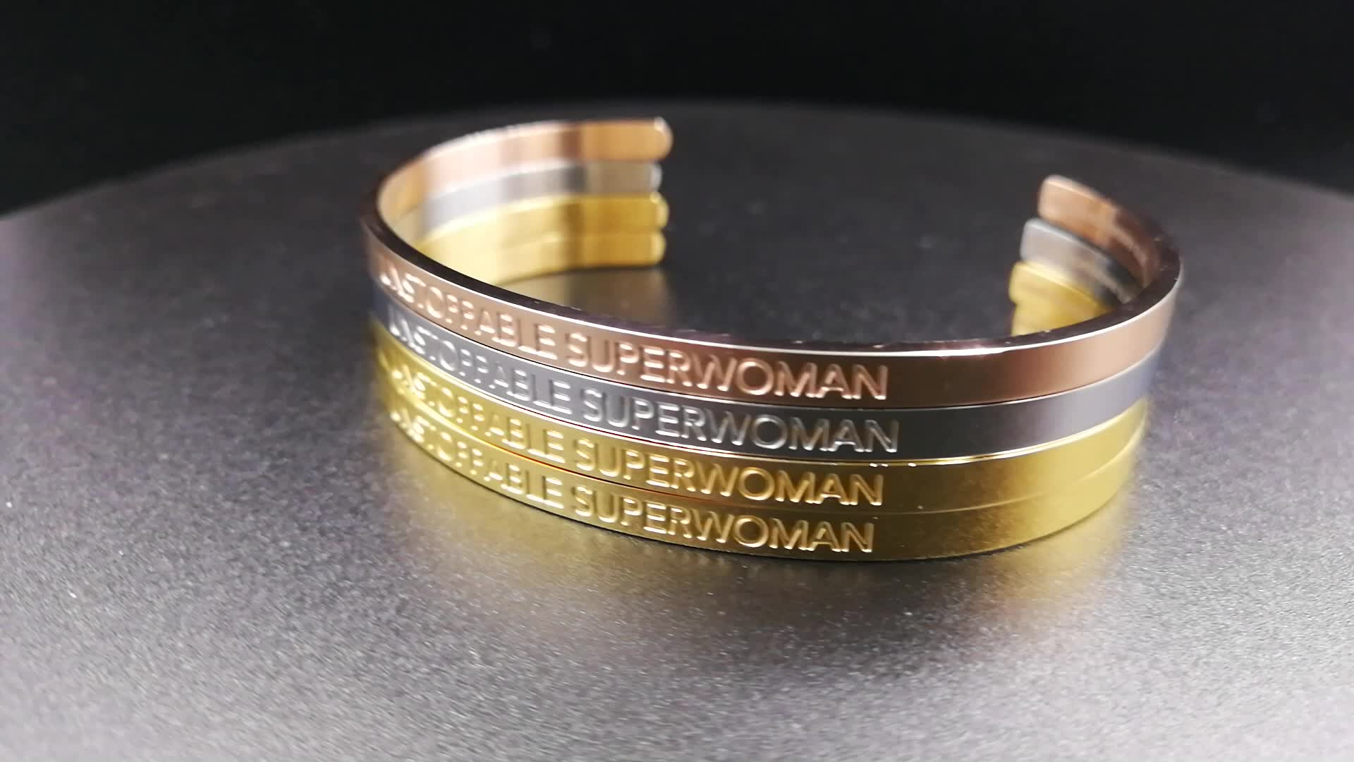 Stainless Steel Jewelry Custom Blank Plain Bangle Brushed Engraved Name Message Motive Quotes