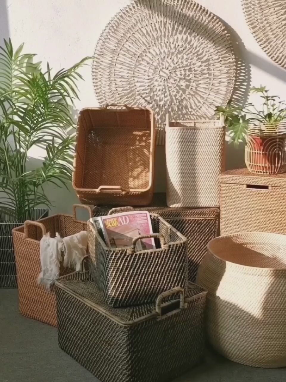 Rattan American rattan woven storage large finishing box Bedroom quilt storage Toy storage box Designer storage