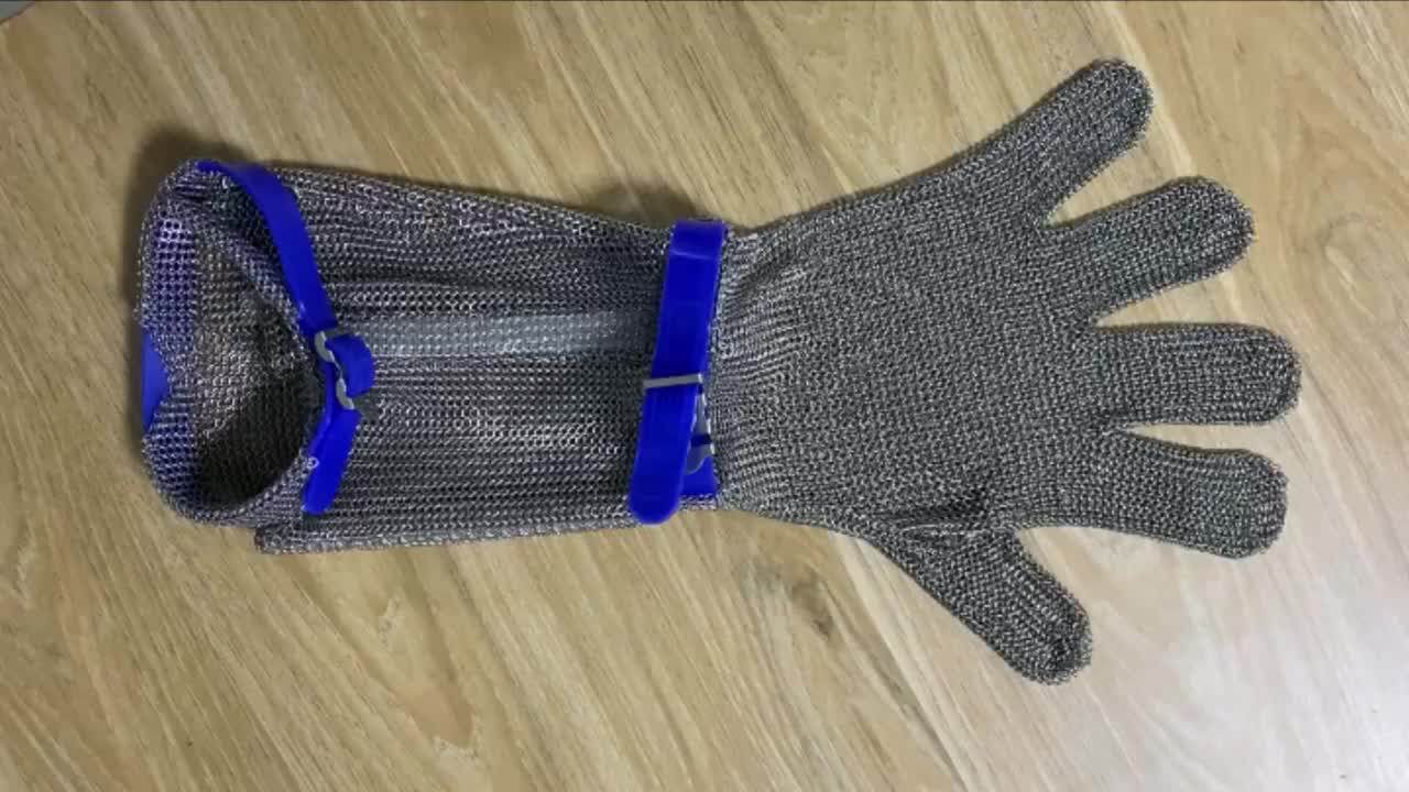 Three Fingers Nylon Wristbands Stainless Steel Metal Mesh Butcher Chain