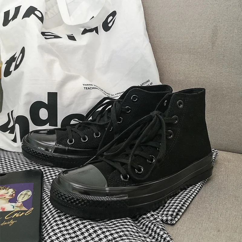 Twilight Star EVENSTAR Canvas Shoes Men's and Women's Lovers Shoes ulzzang Carbon Black High Top Shoes MIS-19