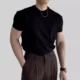 British yuppie men's summer T-shirt slim small neckline short sleeve muscle suit inside foreign trade cross-border wholesale