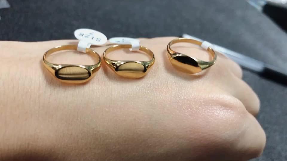 Minos Trendy Gold Custom Ring 18k Gold Plated Stainless Steel Rose Flower Ring Tarnish Free Oval