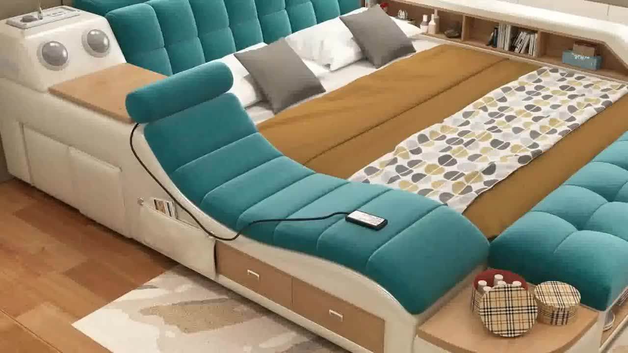 Multi Function Bed Furniture Smart Bed With Storage Massage Functions