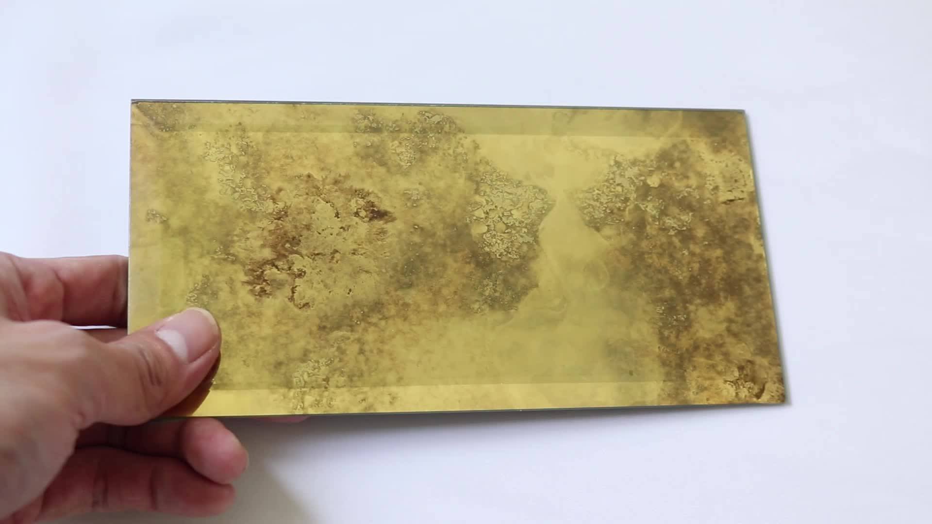 Wall Decorative Smoky Gold Glass Antique Beveled Mirror Tiles Buy