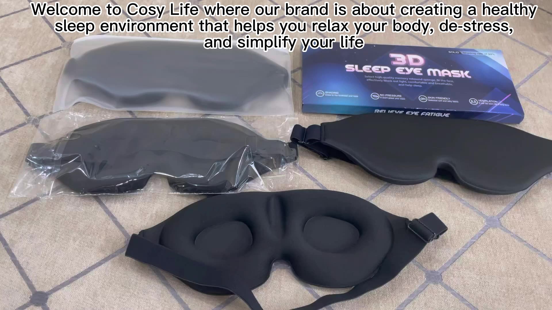 3d Eye Mask 3d Contoured Memory Foam Eyemask Black Custom Logo Travel