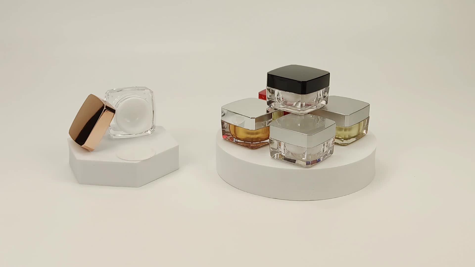 10g 20g 50g Luxury Square Empty Plastic Clear Jar For Skin Care Cream