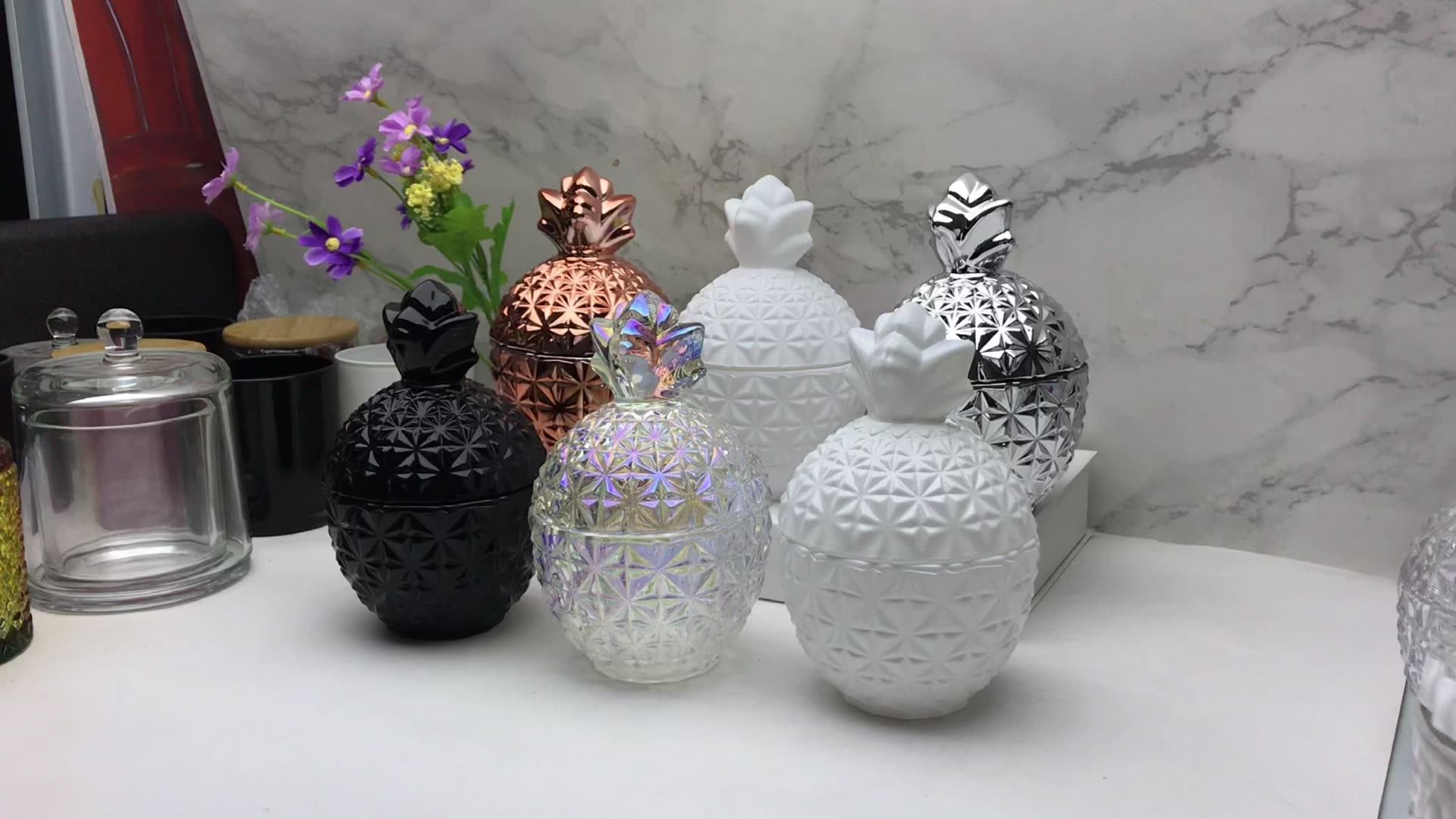 Custom Colorful Candle Vessels Pineapple Shaped Candy Glass Jar With