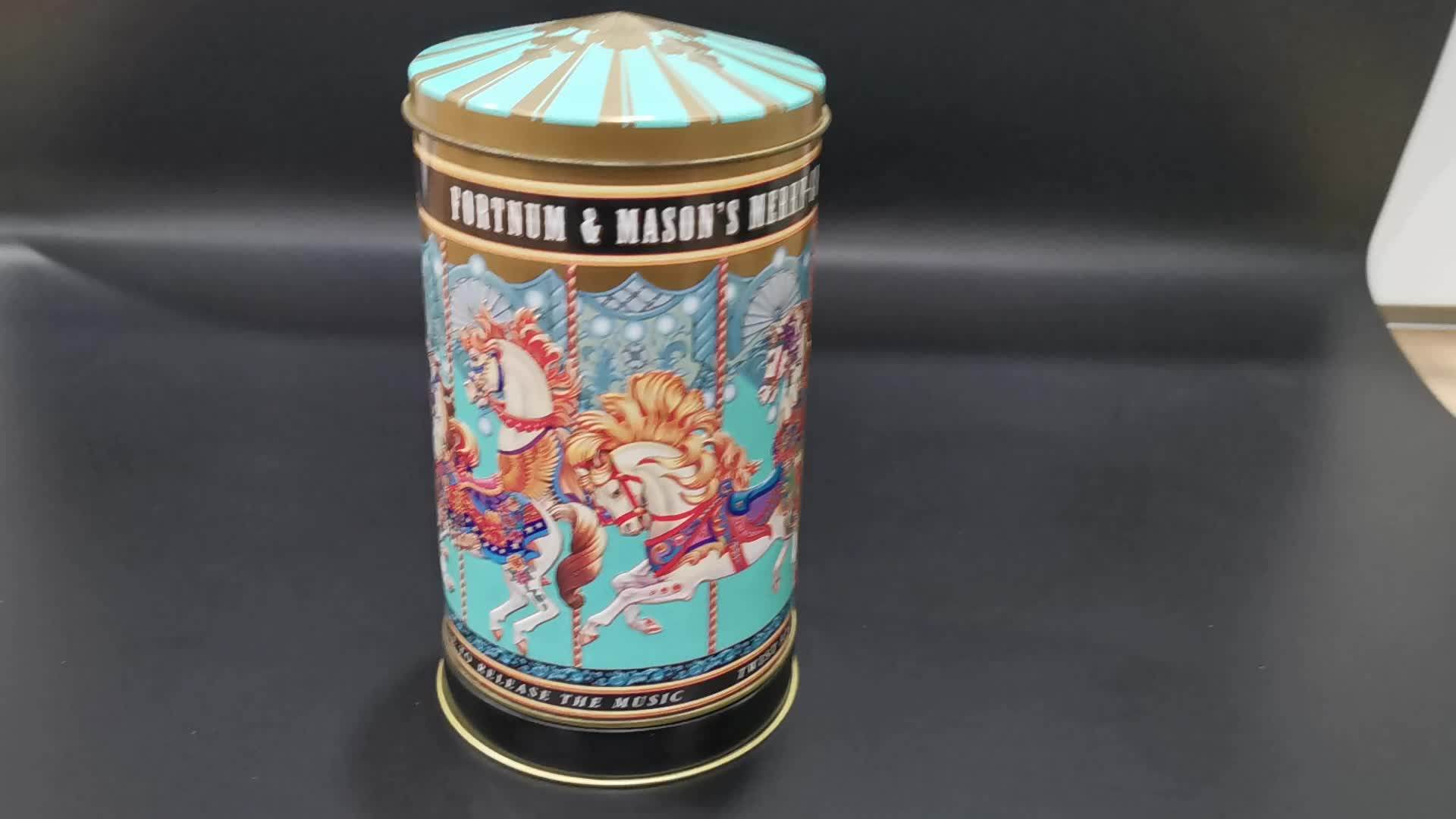 Cookie Tins Carousel Tin Can Merrygoround Musical Gift Tin Box With