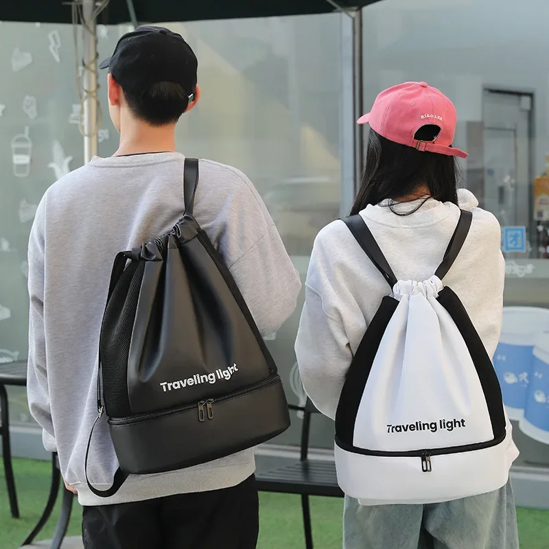 Men and women go out dry and wet separation fitness swimming bag bundle drawstring shoulder running yoga bag waterproof lace shoe warehouse