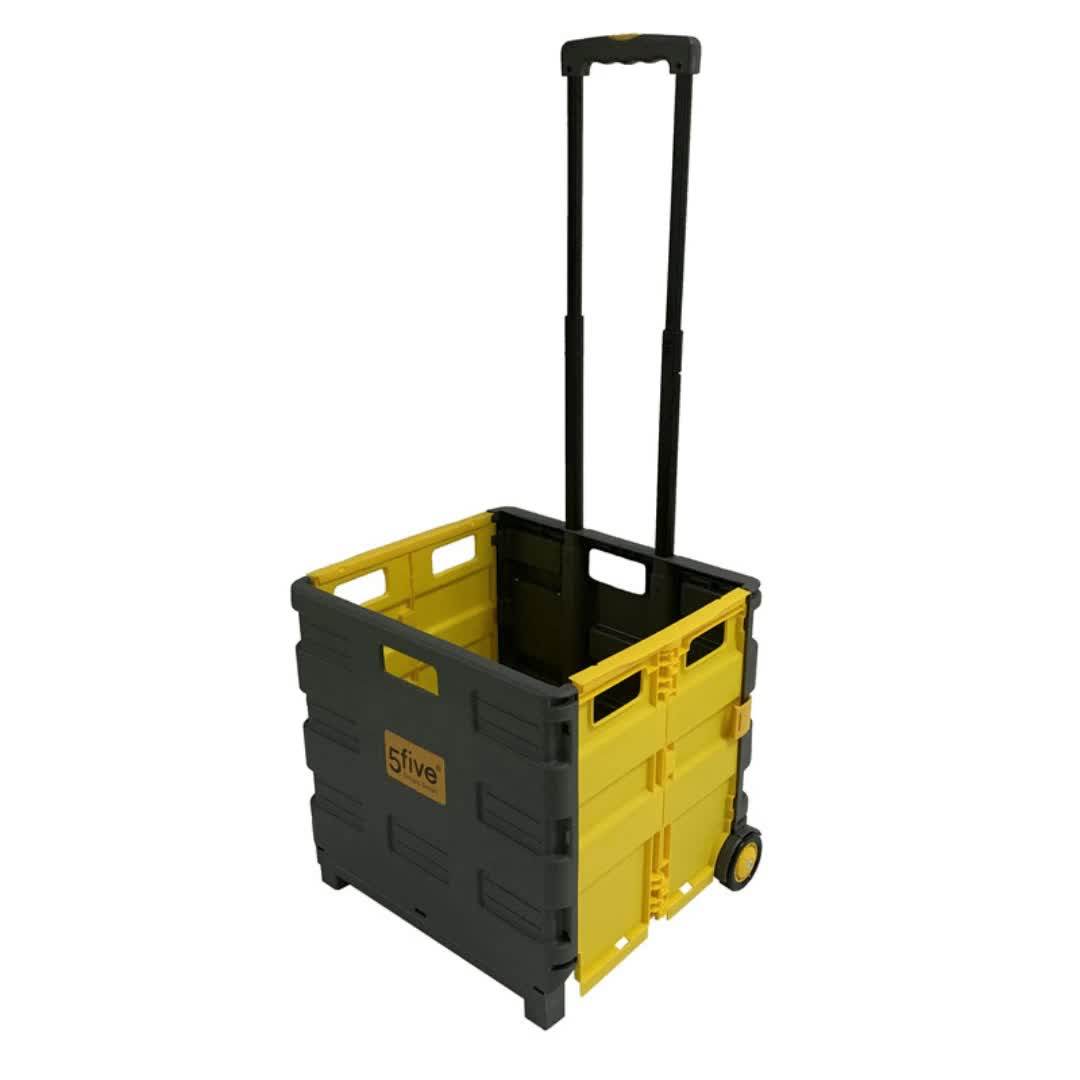 Japanese Folding Cart 35kg Foldable Plastic Shopping Trolley With Cover