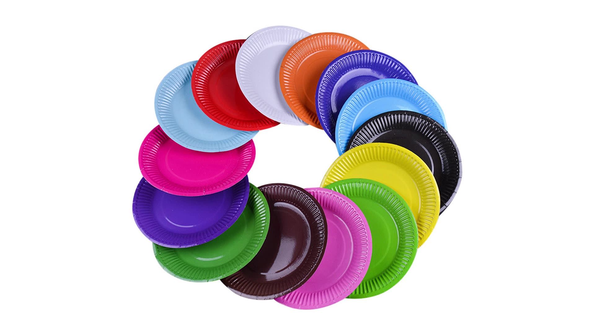 Disposable Decorative Colored Paper Plate Round Diy Colorful Plate Paper Dish For Dessert Plates
