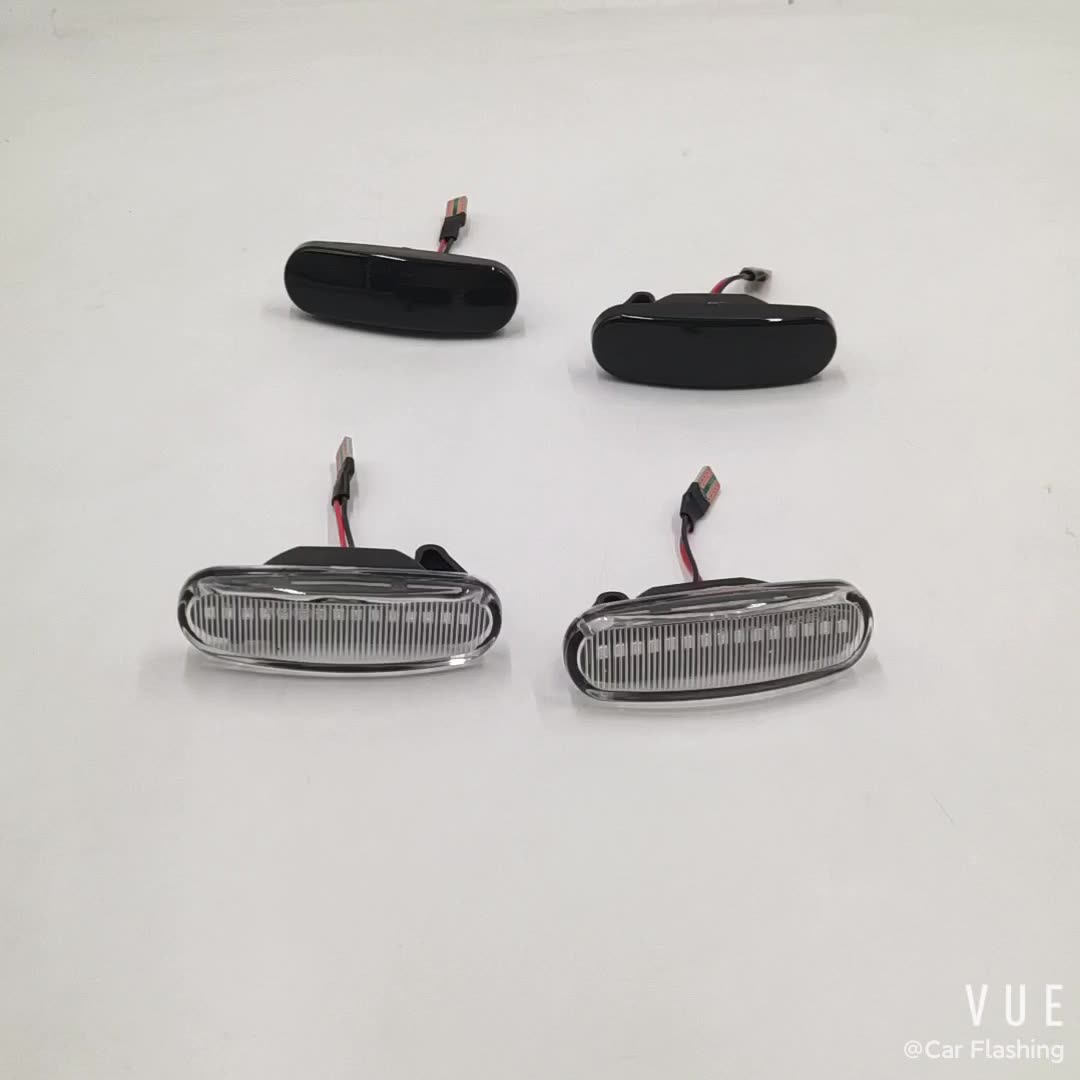 Luci Indicatore Laterali Dinamici (2 Pz) Per Fiat, Peugeot, Citroen E Lancia – Nero Fumé, A LED, 12V 3W, Omologate E8