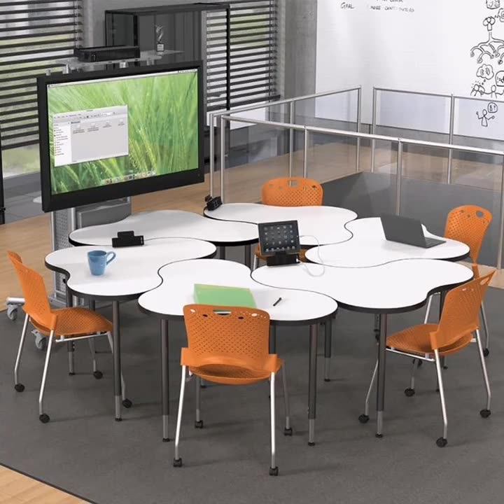 School Tablet Arm Chair Desks With Book Rack Wood Modern Steel Tube