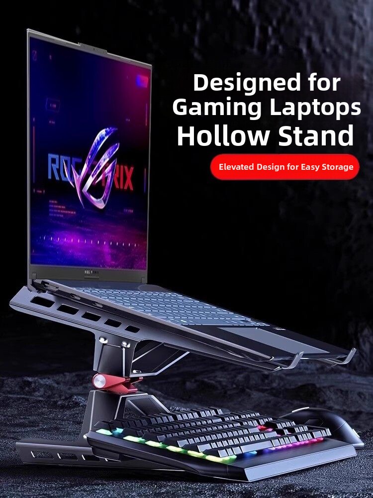 E-Sports Laptop Heightening Stand, Double-Layer Student Gaming Laptop Stand, Dormitory Desktop Office Workstation Heightening Cooling Vertical Suspended Support Stand, Can Hold Keyboard, Can Be Placed Flat, Foldable Stand