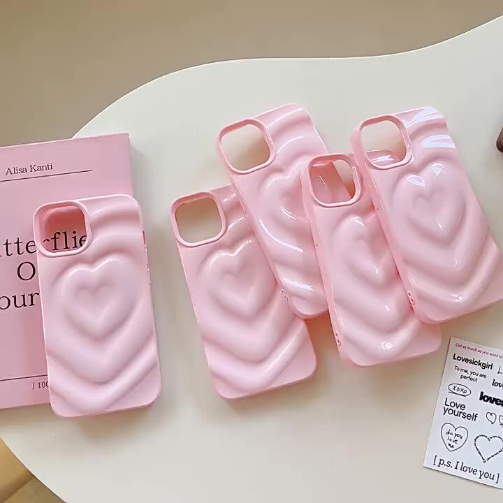 Heart Ripple Water Phone Case for iPhone Case Pink Love Swirl