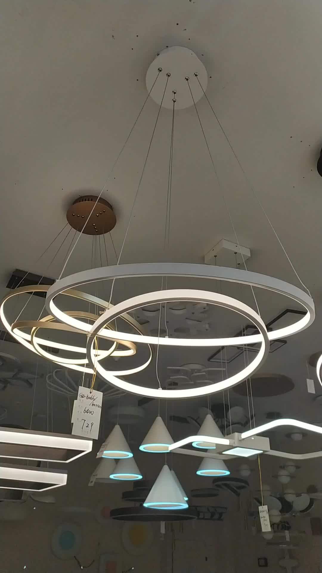 Zhongshan Factory Supplier Modern Light Fixtures Big Led Round Gold Chandelier Pendant Lights