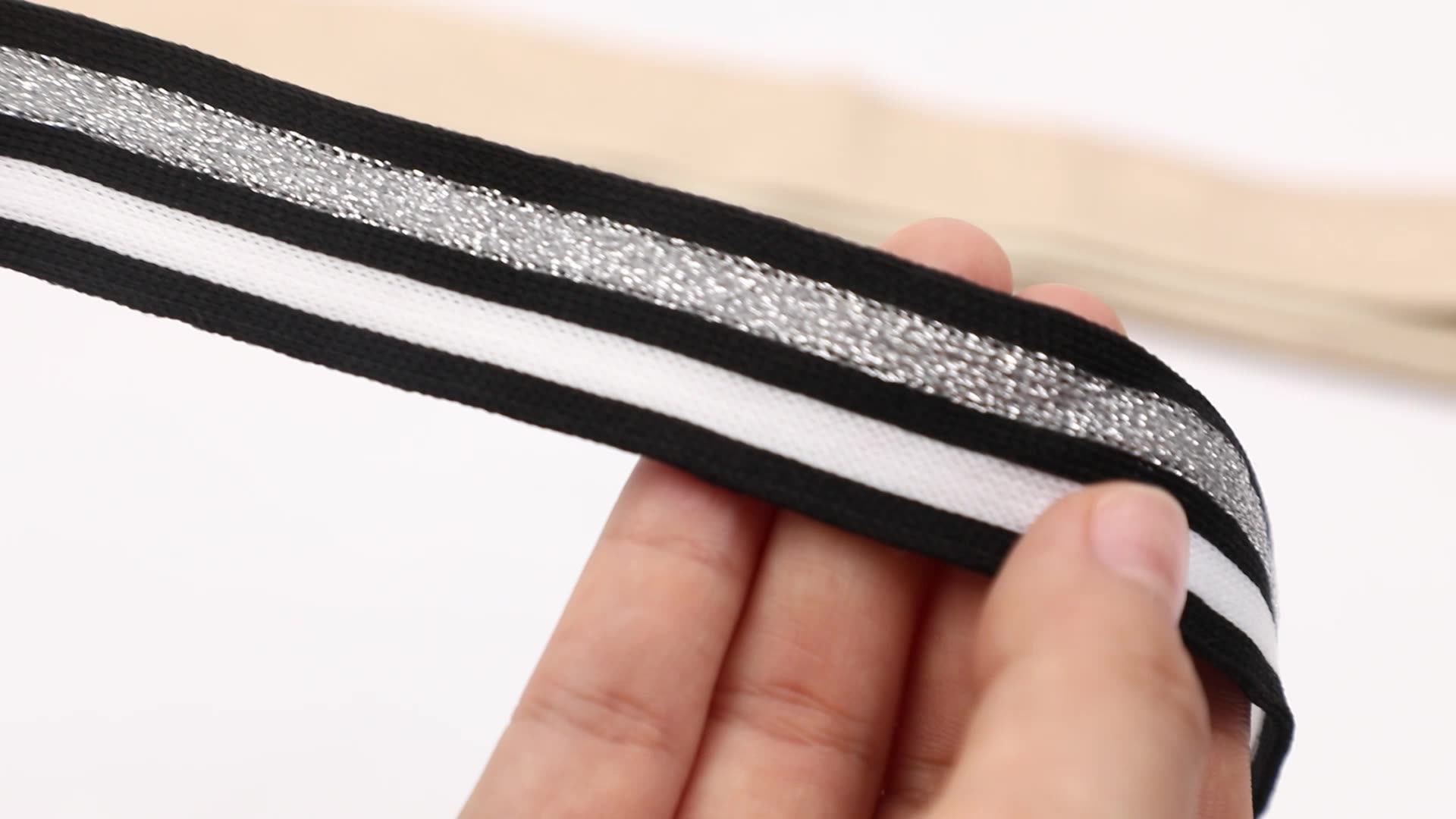 Metal Elastic Lurex Elastic bing Department Jacquard Elastic Strap