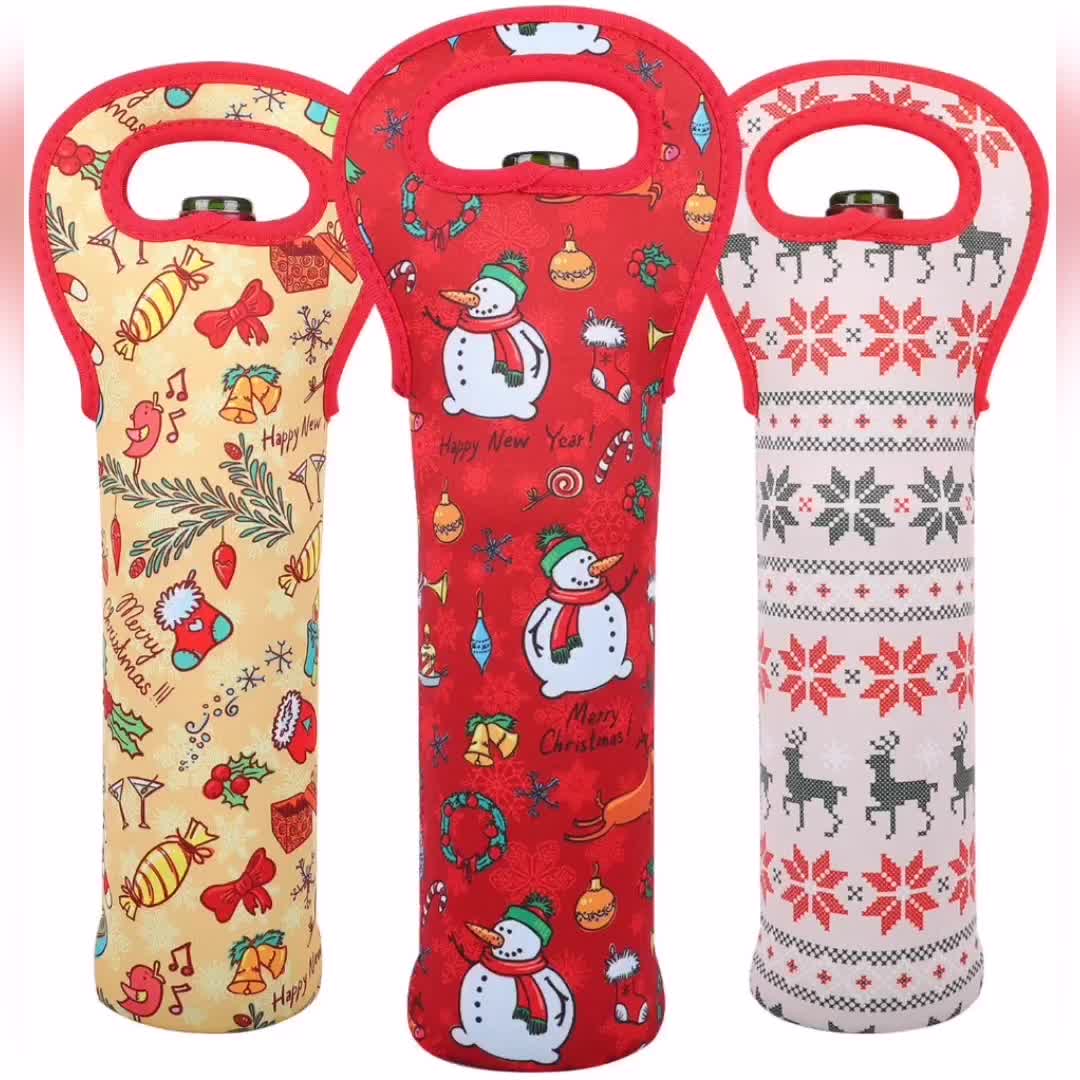 Christmas Wine Tote Bag Wine Carriers And Holders Durable Neoprene Wine