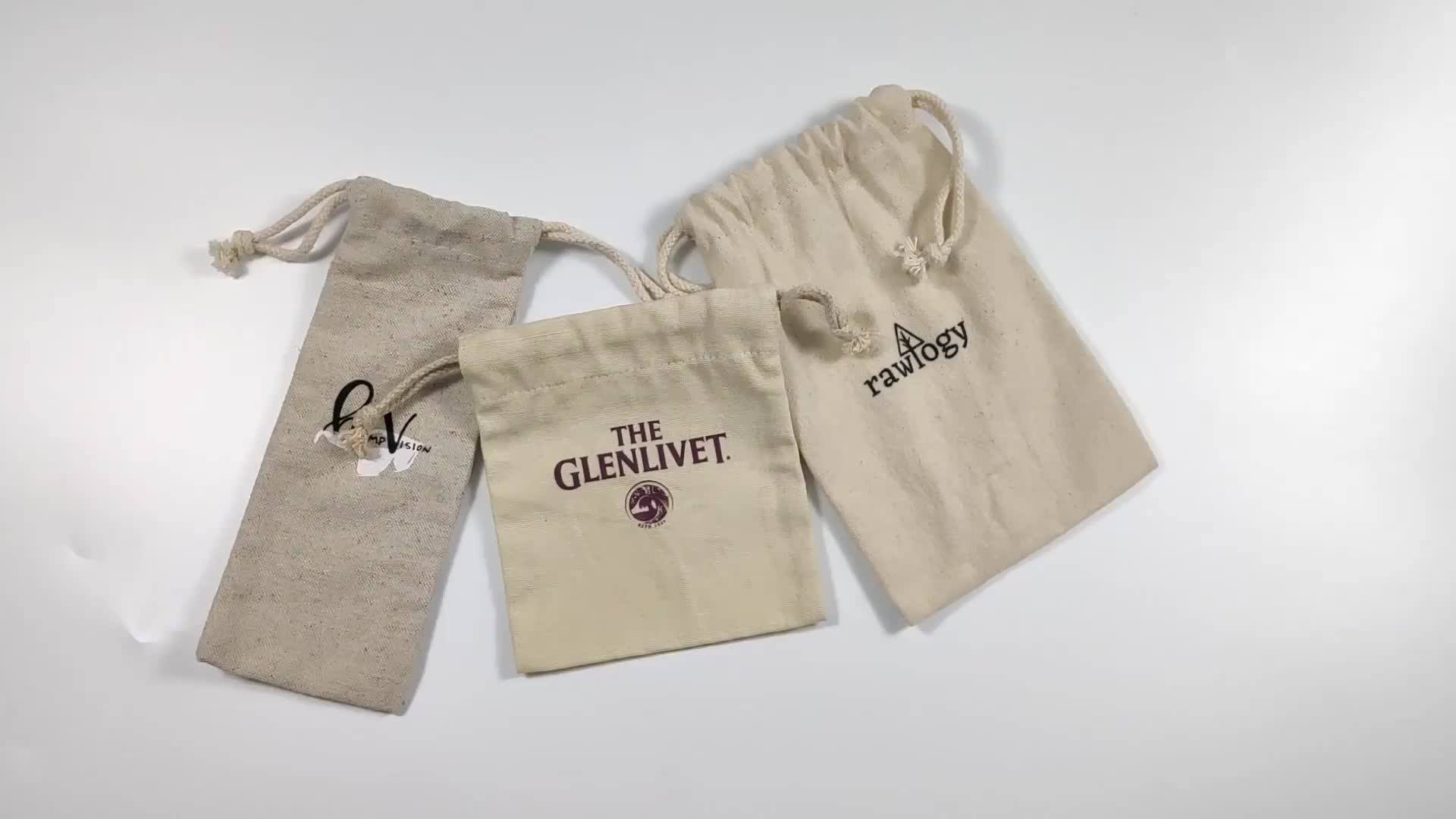 Recycled Custom Cotton Dust Pouch Organic Jewelry Pouch Cotton