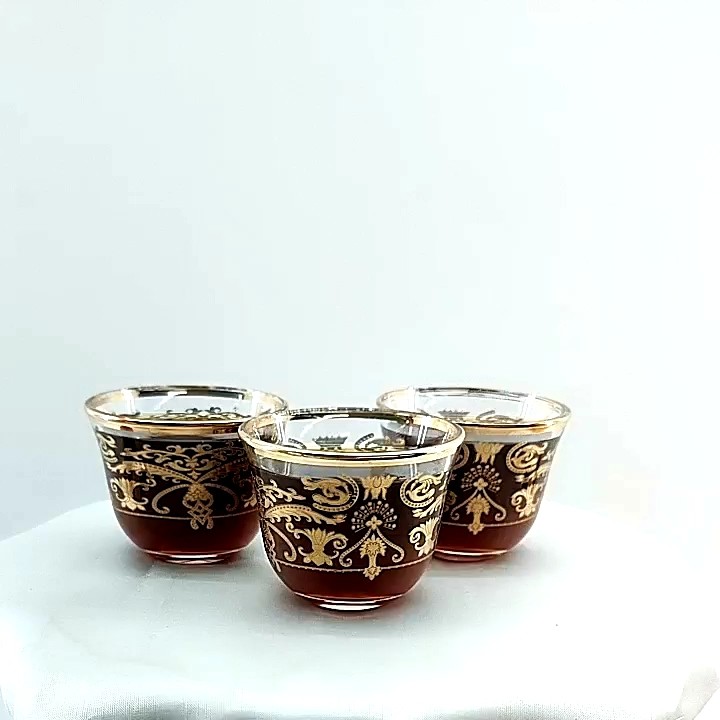 12pcs/set Arabic Style Cawa Cups Of Real Gold Drawing Luxury Tea Cup