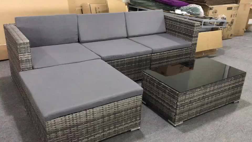 Outdoor Furniture Manufacturer 5 Piece Rattan Wicker Patio Sectional
